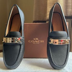 COACH loafers NEW!! Black leather with gold hardware